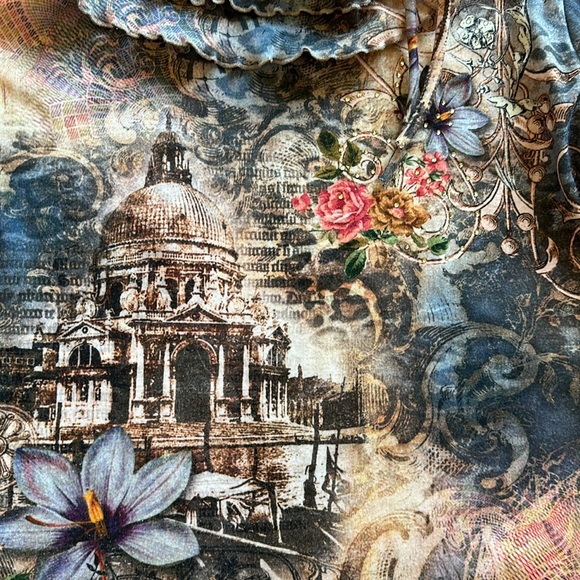 Vtg Impulse California boatneck all over graphic top - Picture 2 of 5